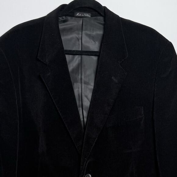Alan Flusser Black Corduroy Blazer Sport Coat Men’s 44R Classic 2 Button Jacket - Picture 6 of 13